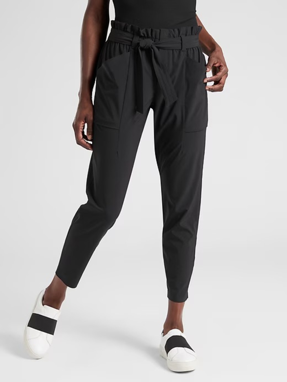 Athleta Black Skyline Ankle Pants with Self-Tie size 12